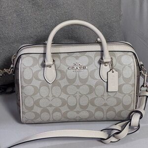 Coach Signature Rowan Natural Pebble Leather Satchel